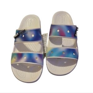 Crocs Solarized Tie Dye 2 Strap White Sandals